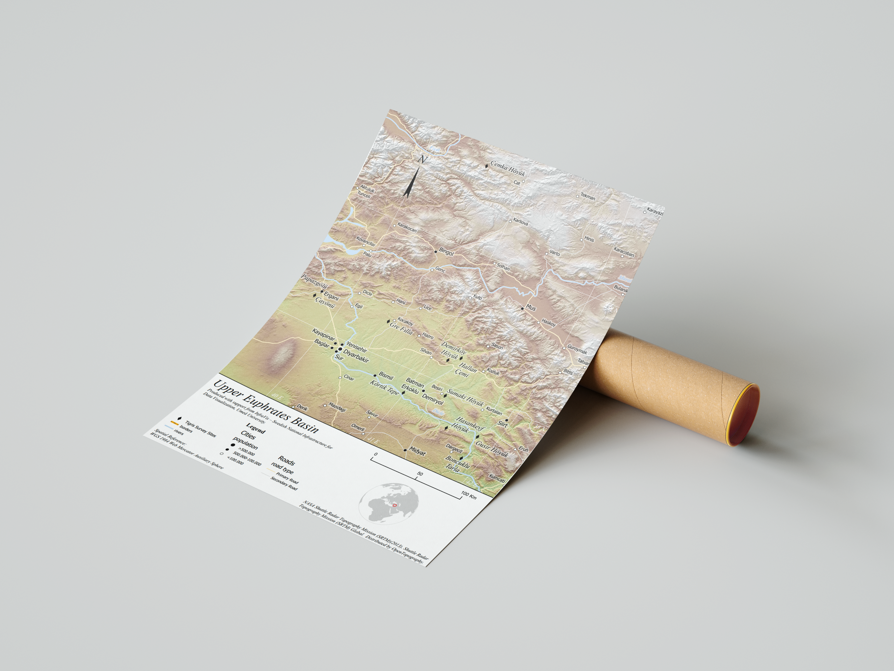 GIS visualization of archaeological sites in the upper Tigris and Euphrates River basins